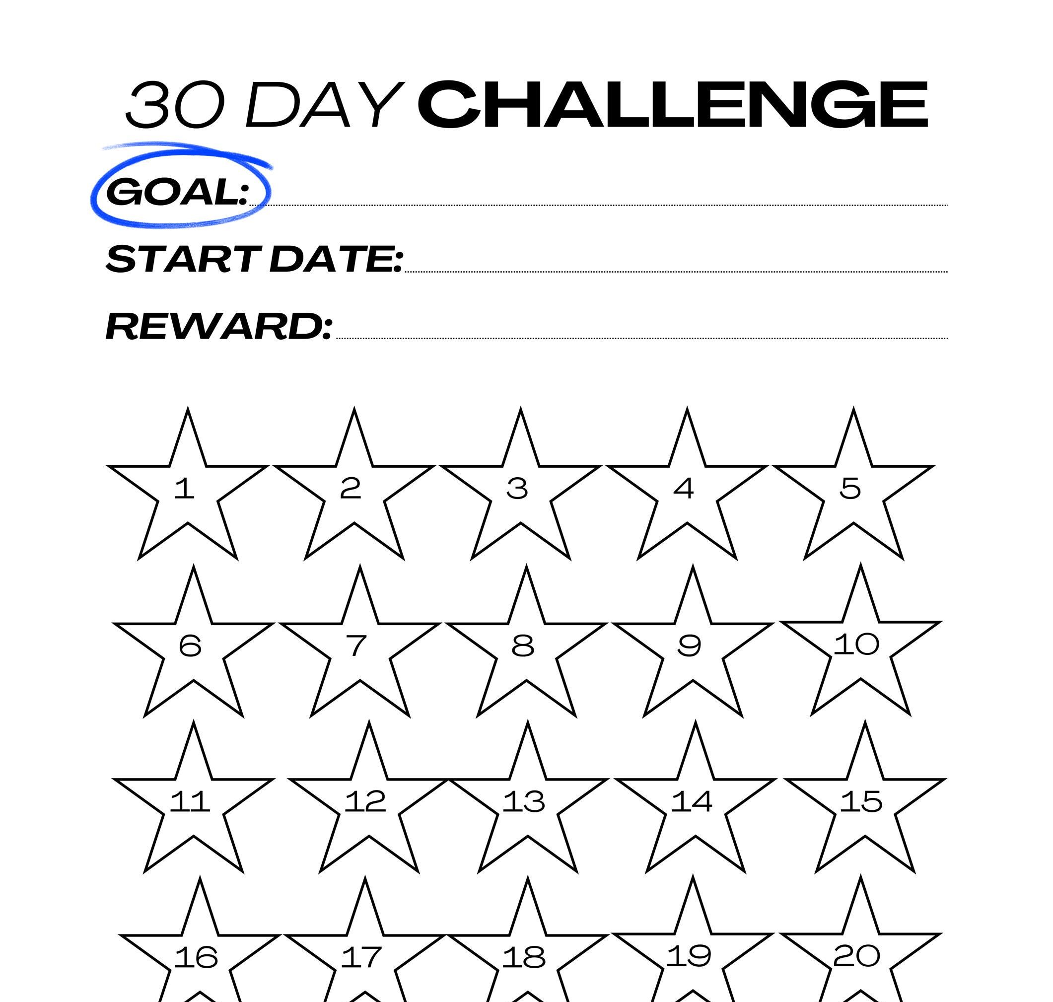 30-day Challenge Tracker, Habit Building Stars Design, 30-day Habit ...