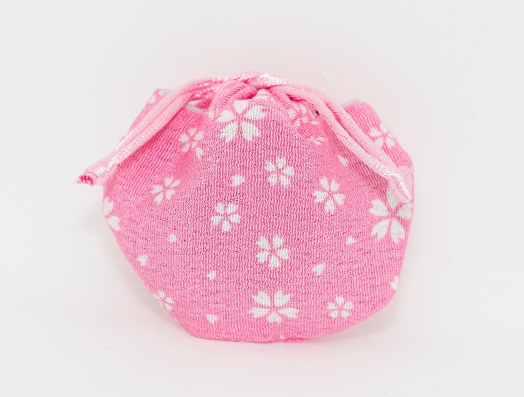 Cute Japanese Fabric Sakura Flower Pattern Pink Color Mushroom Style Mini Drawstring Pouch/sac