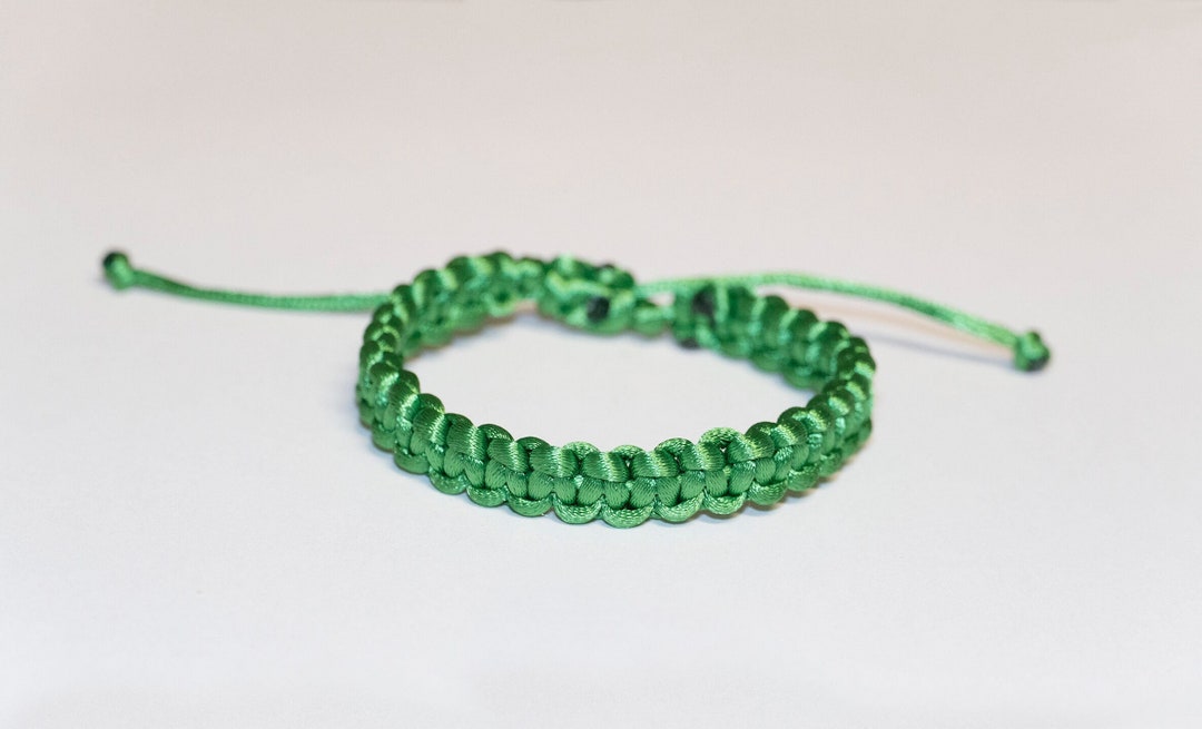 Green Lucky Bracelet, Braid Bracelet, Green String Bracelet, Buddhist