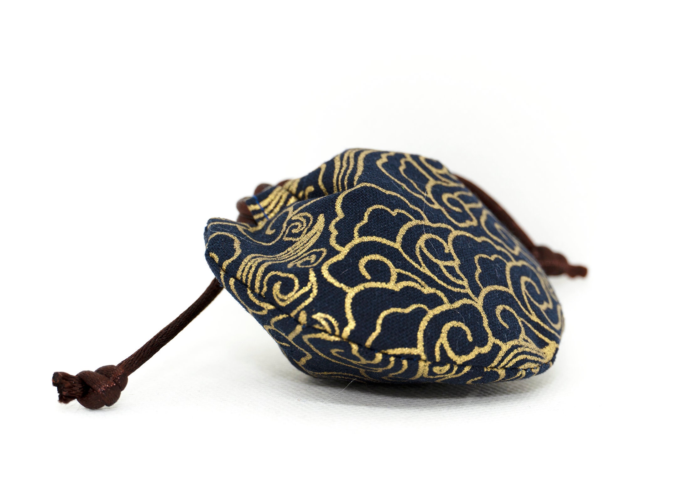 Cute Japanese Fabric Japanese Style Cloud Oriental Gold Print Navy Mushroom Style Mini