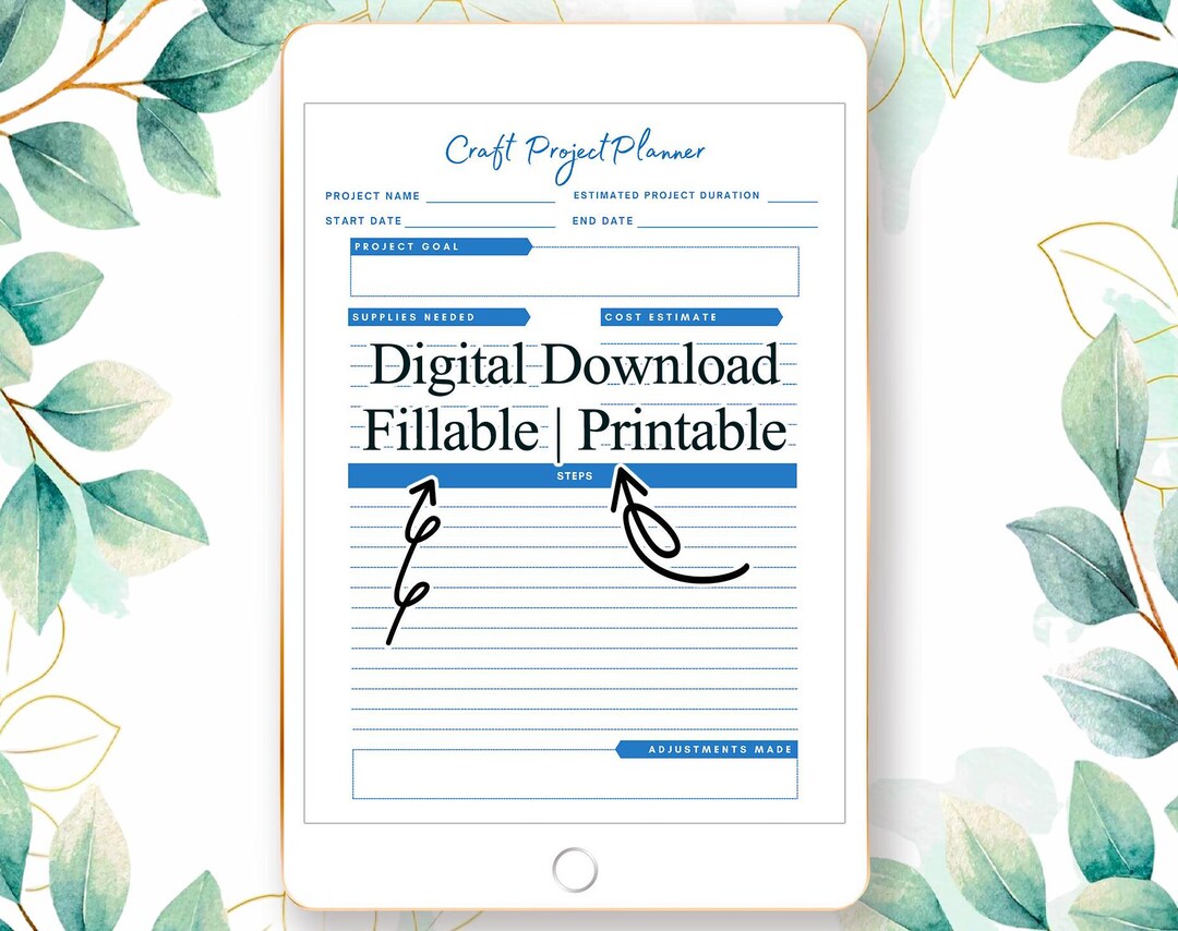 Fillable Printable PDF Craft Project Planner | Track Supplies, Goals ...