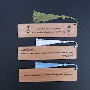 Custom Bookmarks with Literary Quotes, Christmas Gifts Personalized, Bookmarks Favors for Guests in Bulk