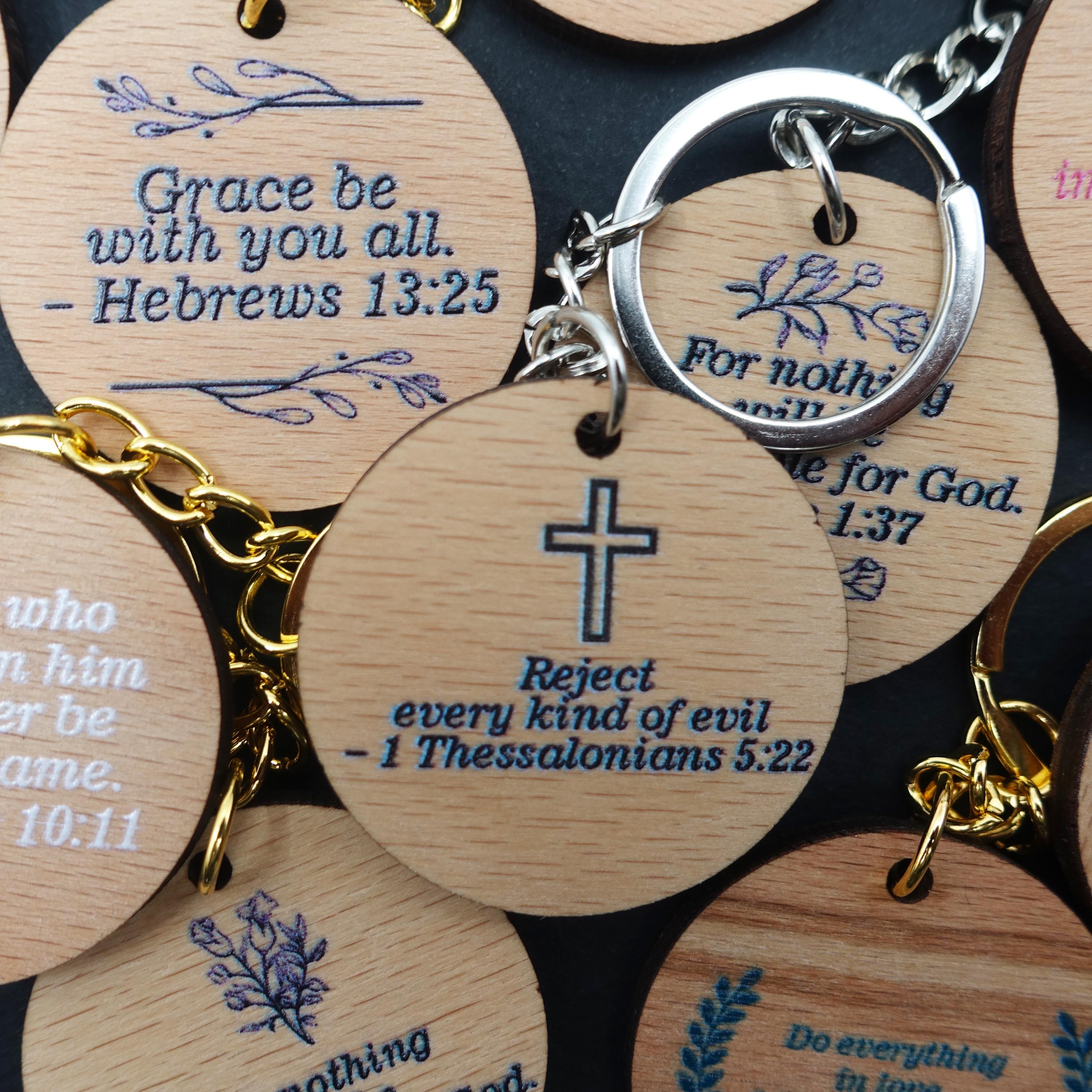 Custom Wooden Keychain: Bible Verse, Quote Keyring - Etsy