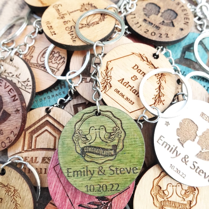 100 Piece Wedding Keychain Favors Personalized Keychain - Etsy