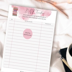 DNF (Did Not Finish) Book Tracker Numbered, Book Log, Printable at Home, Reading List, Book Club, Romance Reader / Writer / Author Gift