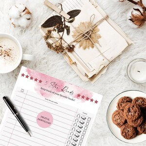5 Star Reads, Book Log, Book Lover, Printable Tracker, Book Club Planner, Reading Checklist, Romance Reader / Writer / Author Gift