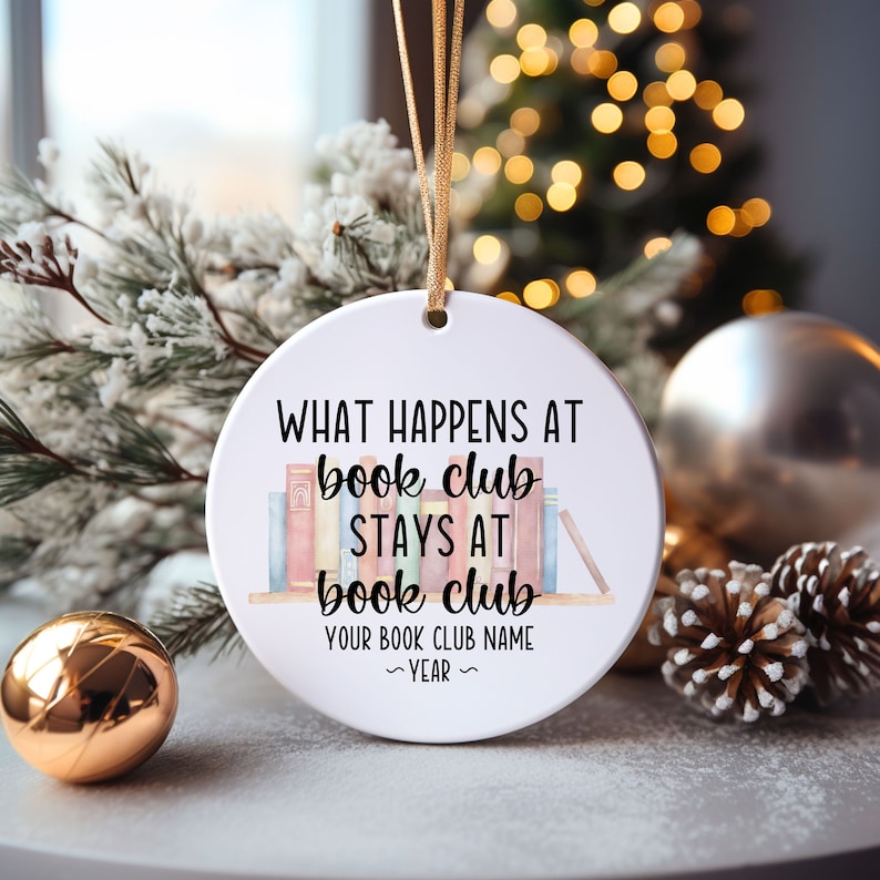 Personalized Funny Book Club Christmas Ornament, Book Club Gifts
