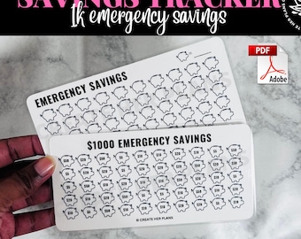 1K Emergency Savings Tracker – Printable Budget Challenge | Digital Download | 2 Reusable Trackers for 1,000 Goal