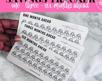 1, 3, 6 Months Ahead Savings Trackers – Laminated Budget Inserts | Set of 3 Reusable Cash Envelope Trackers