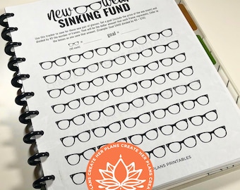 Eyewear Sinking Fund, Savings Tracker, Printable Planner Insert, New Glasses Sinking Fund, Savings Challenge