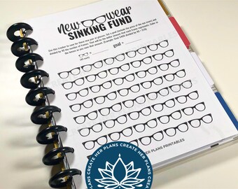 Eyewear Sinking Fund, Savings Tracker, Printable Planner Insert, New Glasses Sinking Fund, Savings Challenge