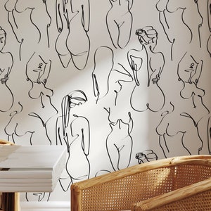 Custom Color Line Art Nudes Peel and Stick or Traditional Wall Decor