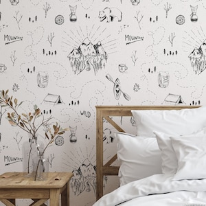 Mountain Vibes Wallpaper, Peel and Stick Wallpaper, Removable, Traditional or Prepasted Wallpaper Mural — Aspen Walls #159