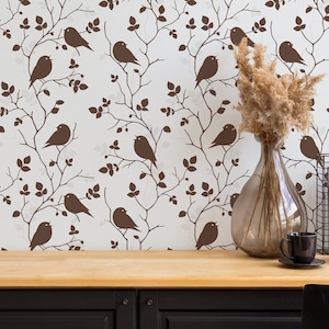 Little Birds Wallpaper, Peel and Stick Wallpaper, Removable, Traditional or Prepasted Wallpaper Mural — Aspen Walls #030