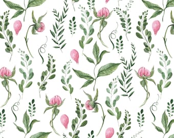 Budding Flowers Wallpaper, Peel and Stick Removable Repositionable, Traditional or Prepasted Wallpaper Mural — Aspen Walls #074