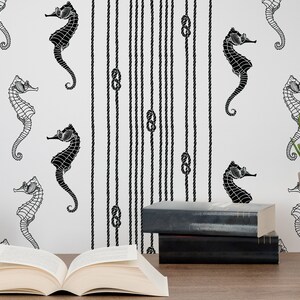 Sea Horses Wallpaper, Peel and Stick Wallpaper, Removable, Traditional or Prepasted Wallpaper Mural — Aspen Walls #162
