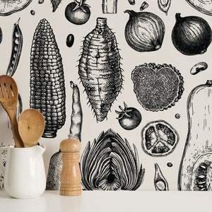 Vintage Harvest Wallpaper, Peel and Stick Wallpaper, Removable, Traditional or Prepasted Wallpaper Mural — Aspen Walls #144