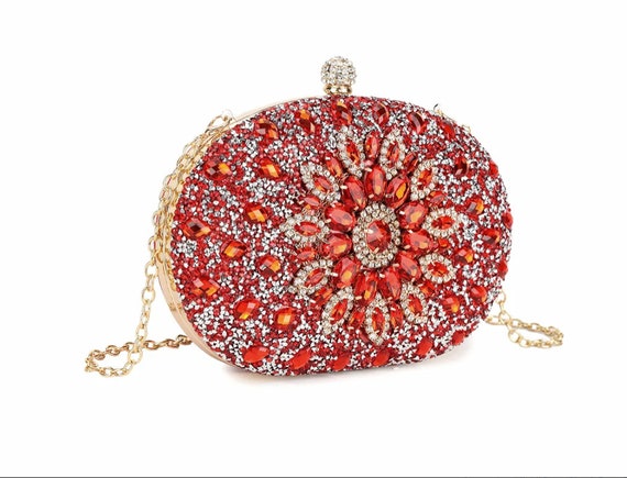 Red sparkly clutch best sale bag