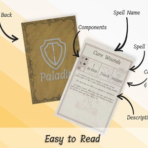 Dnd Paladin Spell Cards D&amp;D 5e Dnd Printables Dnd Accessories Dungeons ...