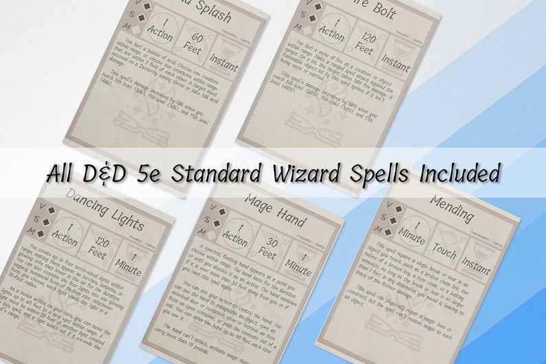 DnD Zauberer Zauberkarten D&D 5e DnD Printables DnD Etsy.de