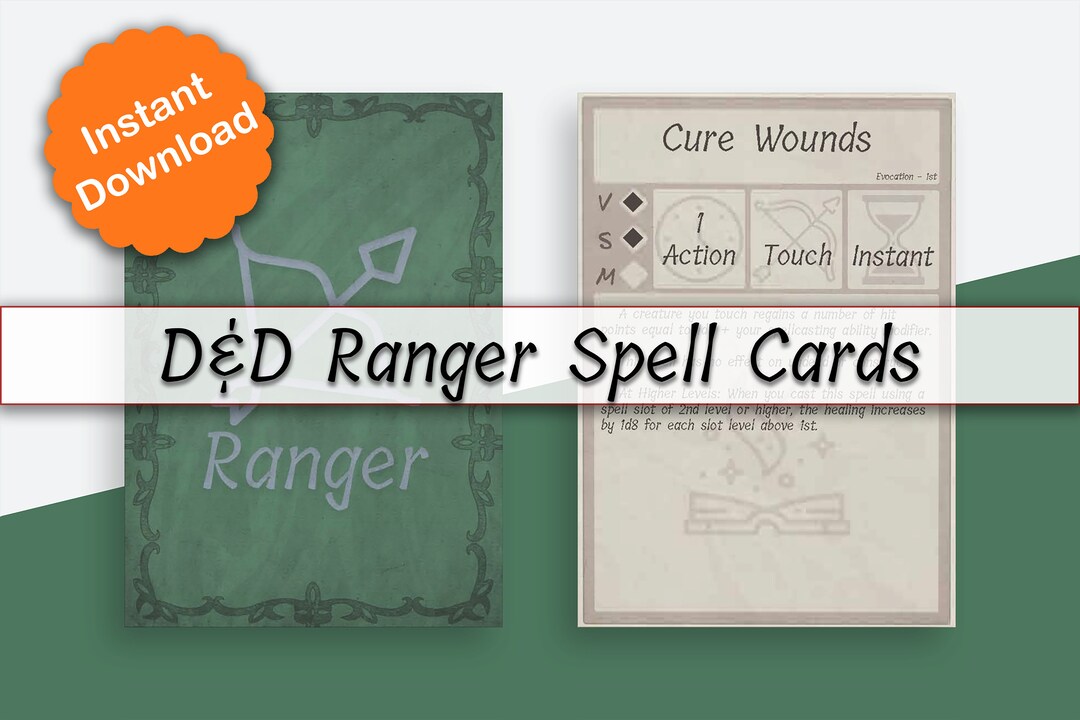 Dnd Ranger Spell Cards D&amp;D 5e Dnd Printables Dnd - Etsy