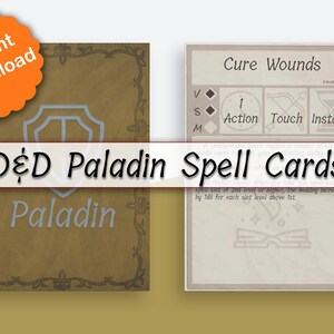 Dnd Paladin Spell Cards D&amp;D 5e Dnd Printables Dnd Accessories Dungeons ...