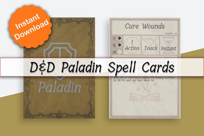 Dnd Paladin Spell Cards D&amp;D 5e Dnd Printables Dnd Accessories Dungeons and Dragons - Etsy