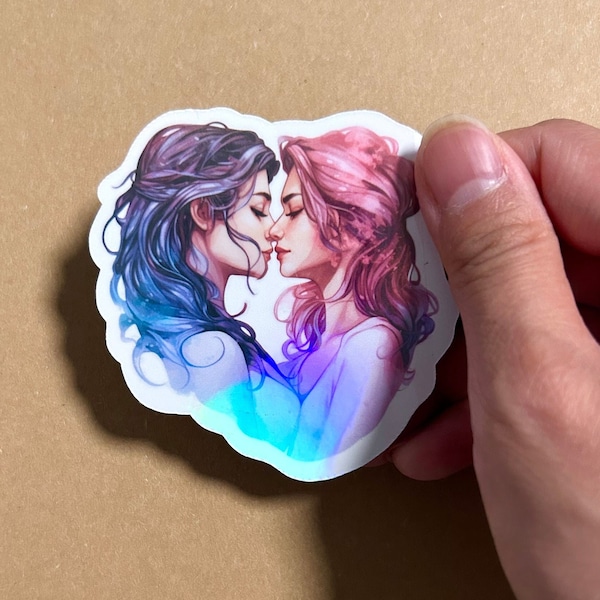 Handmade Pride Sticker Lesbian Couple - LQBTQIA+ | Holo | Love is love