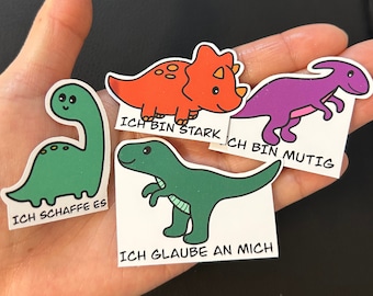 4 Dino Kinderaffirmation Sticker | Vinylsticker  Mutmacher Affirmation Schulanfang | Kinder Geschenk | Bullet Journal | Magnet | handmade