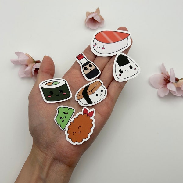 Handgemachte niedliche Sushi Sticker | Sheet Set Vinyl Sticker Scrapbook Bullet Journal Aufkleber