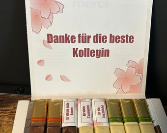 Merci Geschenk Aufkleber selbstklebend I Beste Kollegin I Merci Banderolen I handgemacht