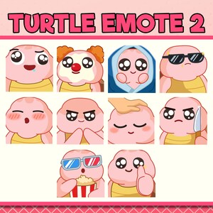 10 Twitch Emotes | Cute Pink Turtle Emotes | Discord Emotes | Turtle Emotes | Bundle 2 pink