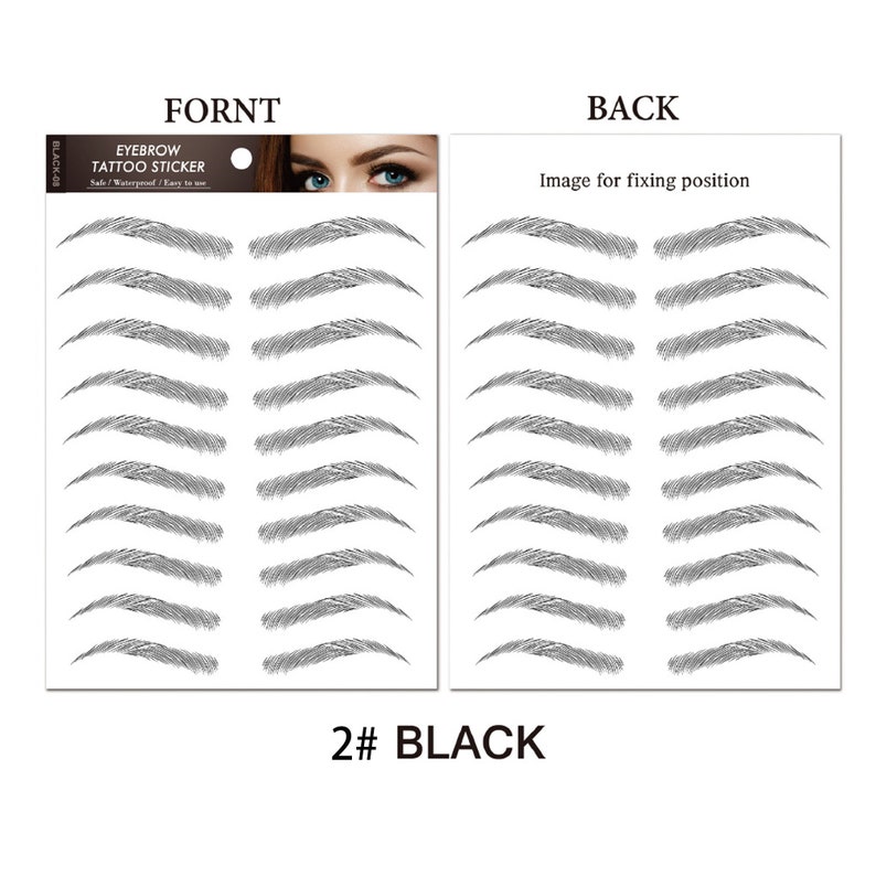 Eyebrow Tattoos Waterproof Stick, Temporary Black Brown Eyebrow Packs Application-Long Lasting, High Definition image 5