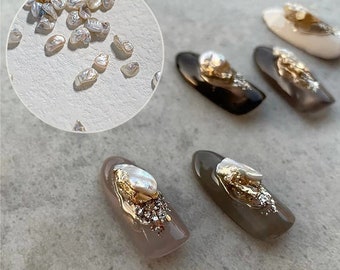 10 pièces breloques pour ongles en perles baroques d'eau douce/petite pierre naturelle ivoire sans trou/perles en vrac de forme irrégulière