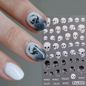 3D Skull Nail Art Stickers, Gothic Halloween Nail Decals, Spooky Horror Nail Accessories, DIY Creepy Nail Design for Manicure Suppliers 051