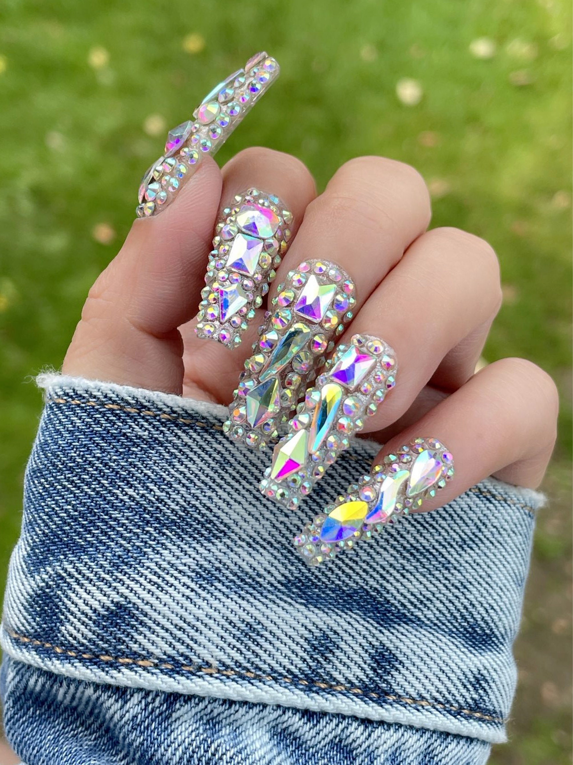 Luxe Swarovski Bling Nail Art Crystal Gem Press Aangepaste