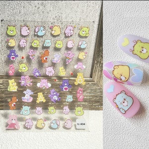 Cartoon Bear Nail Stickers, Cute Self Adhesive Nail Art Decals ,Nail Art Design, DIY Nails, Hologram Nails