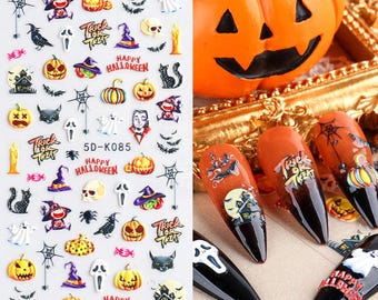 Stickers Halloween 3D Pour Ongles - Décalcomanies Nail Art - Lot CY11 - Neuf