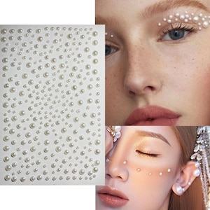 Self Adhesive Face Jewels Round Pearl Sticker face Pearls festival Party Make Up Etsy