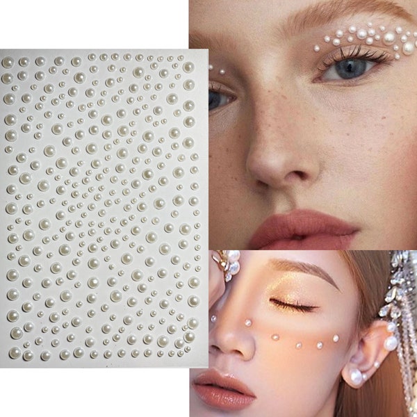 Self Adhesive Face Jewels, Round Pearl Sticker,Face Pearls,Festival Party Make Up