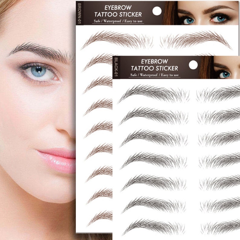 Eyebrow Tattoos Waterproof Stick, Temporary Black Brown Eyebrow Packs Application-Long Lasting, High Definition image 2