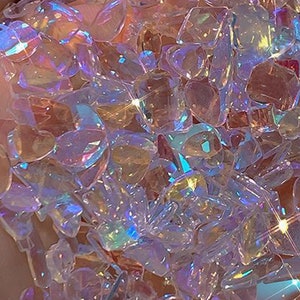 25pc Mixed Polar Light Crystals, Flatback Rhinestone Nail Charms, Aurora Mermaid Sparkling irregular Nail Decals image 4