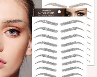 Eyebrow Tattoos Waterproof Stick, Temporary Black Brown Eyebrow Packs Application-Long Lasting, High Definition