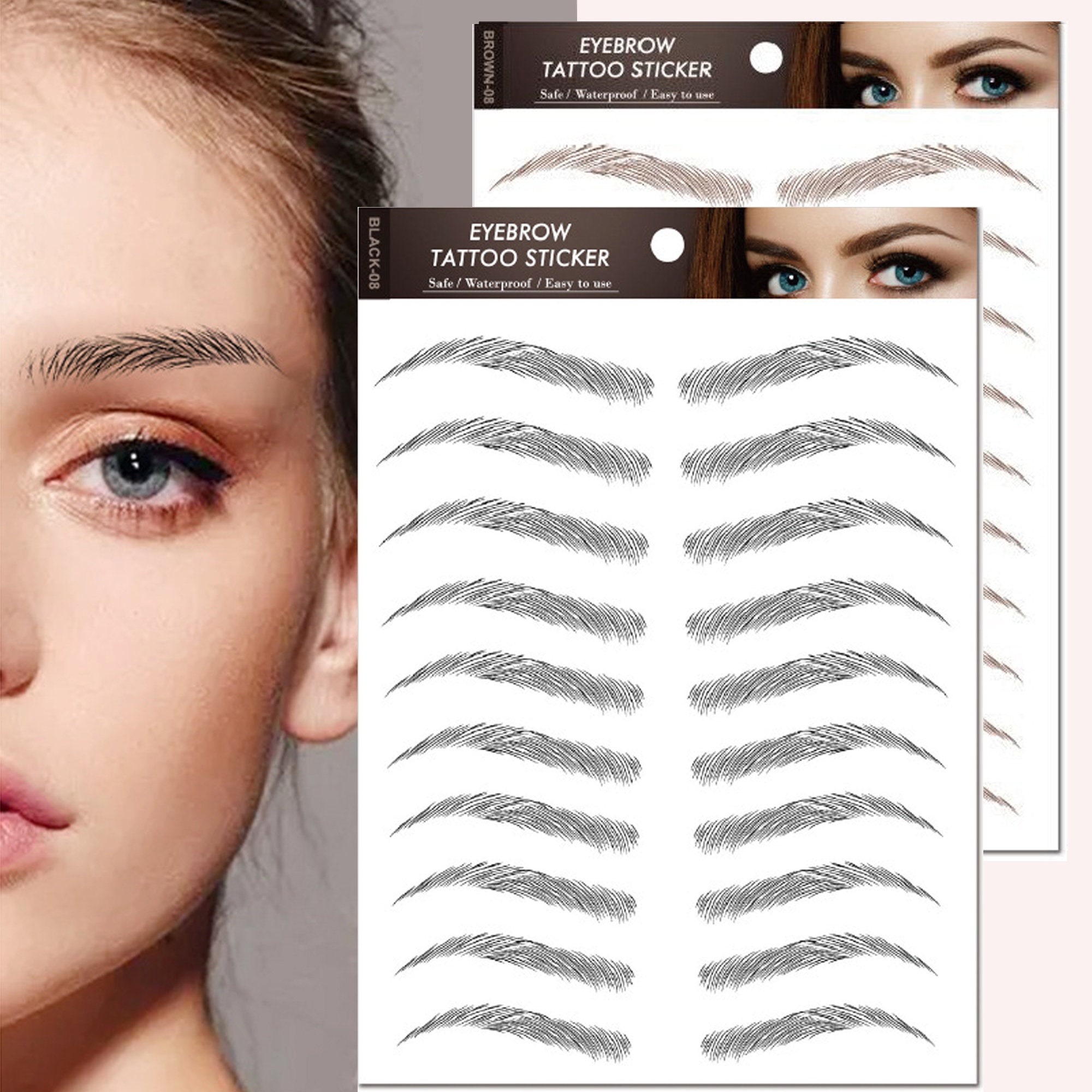 Brown 3D Eyebrow Tattoo Sticker I Waterproof & Natural-Looking Brows