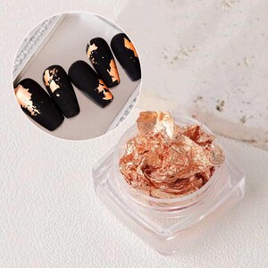 Gold Foil nail decals, gold flakes nail decoration, nail art design Rose Gold