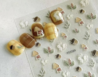 Stickers forêt 3D, stickers animaux automne mignons