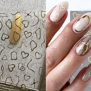 Glänzender Goldnagel-Aufkleber 3D, Hologramm-Liniendesign, Nagel-Glamour-Kunst-Aufkleber, selbstklebend