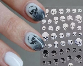 3D Schädel Nail Art Aufkleber, Gothic Halloween Nagel Abziehbilder, Gruseliges Horror Nagel Zubehör, DIY gruseliges Nageldesign für Maniküre Lieferanten 051
