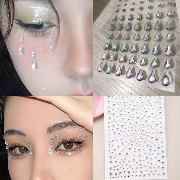Face Gems Jewels, Face Rhinestone Round/Waterdrop/Angel's Tears,Festival Party make up,makeup party