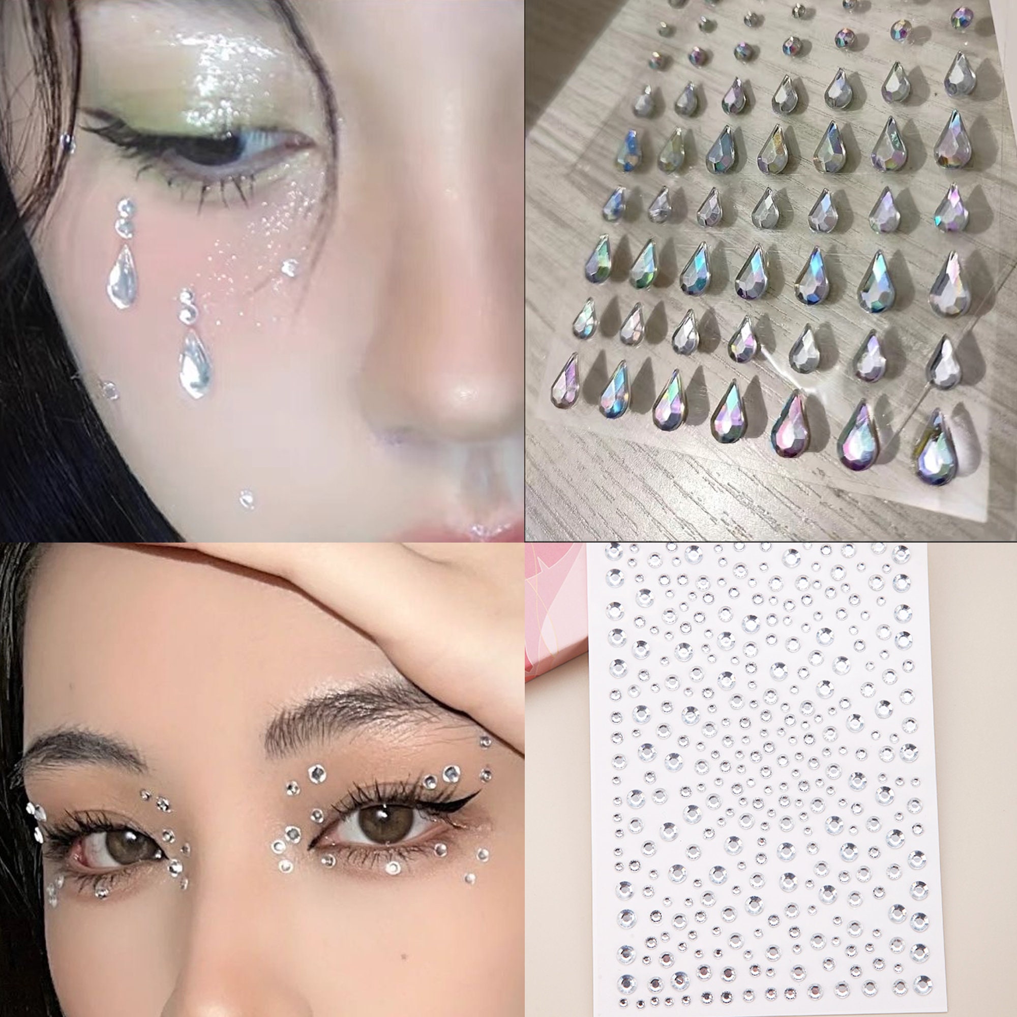 Face Jewels Stick On Set Be Festival Ready Iridescent Faceted Teardrop –  Made4Walkin